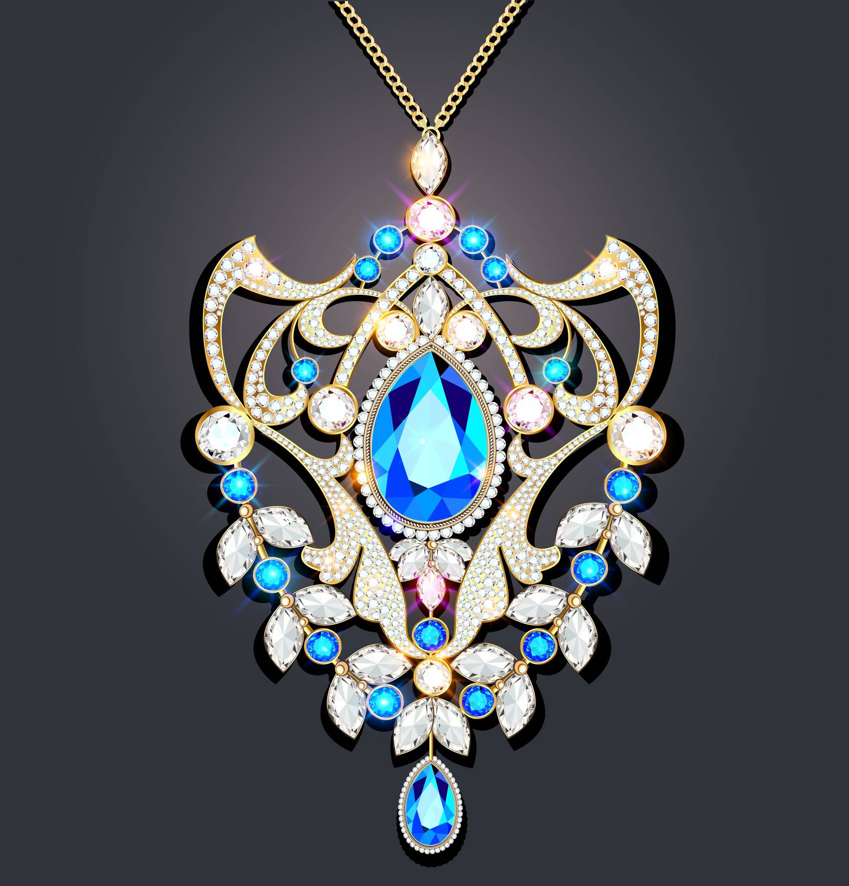 Collier Art Déco Années 30 Avec Pendentif Améthyste - Bijou Ancien Occasion, Micro-éclat Signalé